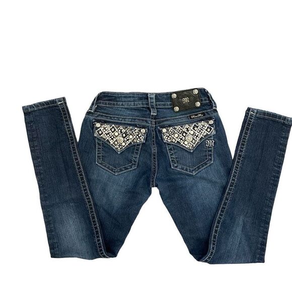 Miss Me Women's Denim Jeans Signature Skinny Sequin Beaded Pockets JP70805 Sz 26 - Picture 5 of 11